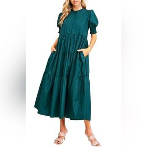 En Saison Cotton Poplin Tiered Midi Dress